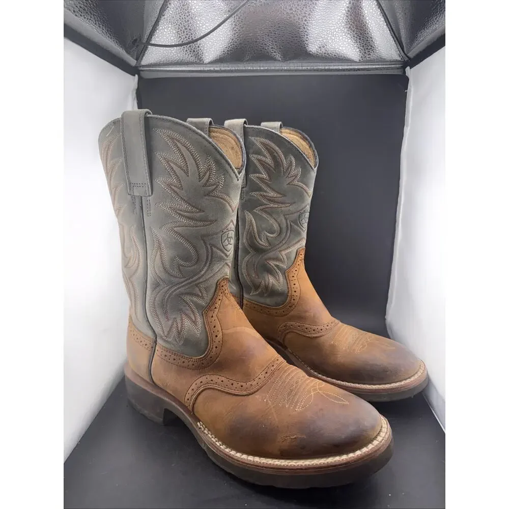Ariat Heritage Crepe Boots Mens 8.5 D Brown Gray Western Cowboy Style 30029